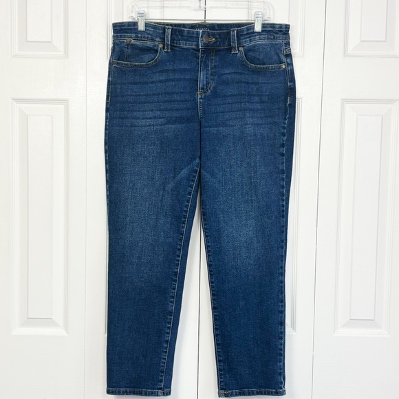 Talbots Simply Flattering Collection Dark Denim Boyfriend Jeans 12P - Picture 1 of 16